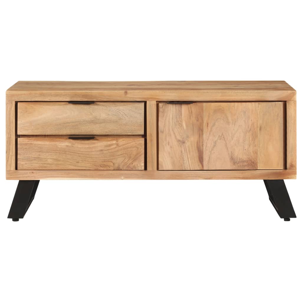 Couchtisch 90x50x40 cm Massivholz Akazie mit Naturkanten