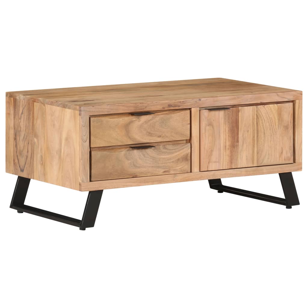 Couchtisch 90x50x40 cm Massivholz Akazie mit Naturkanten