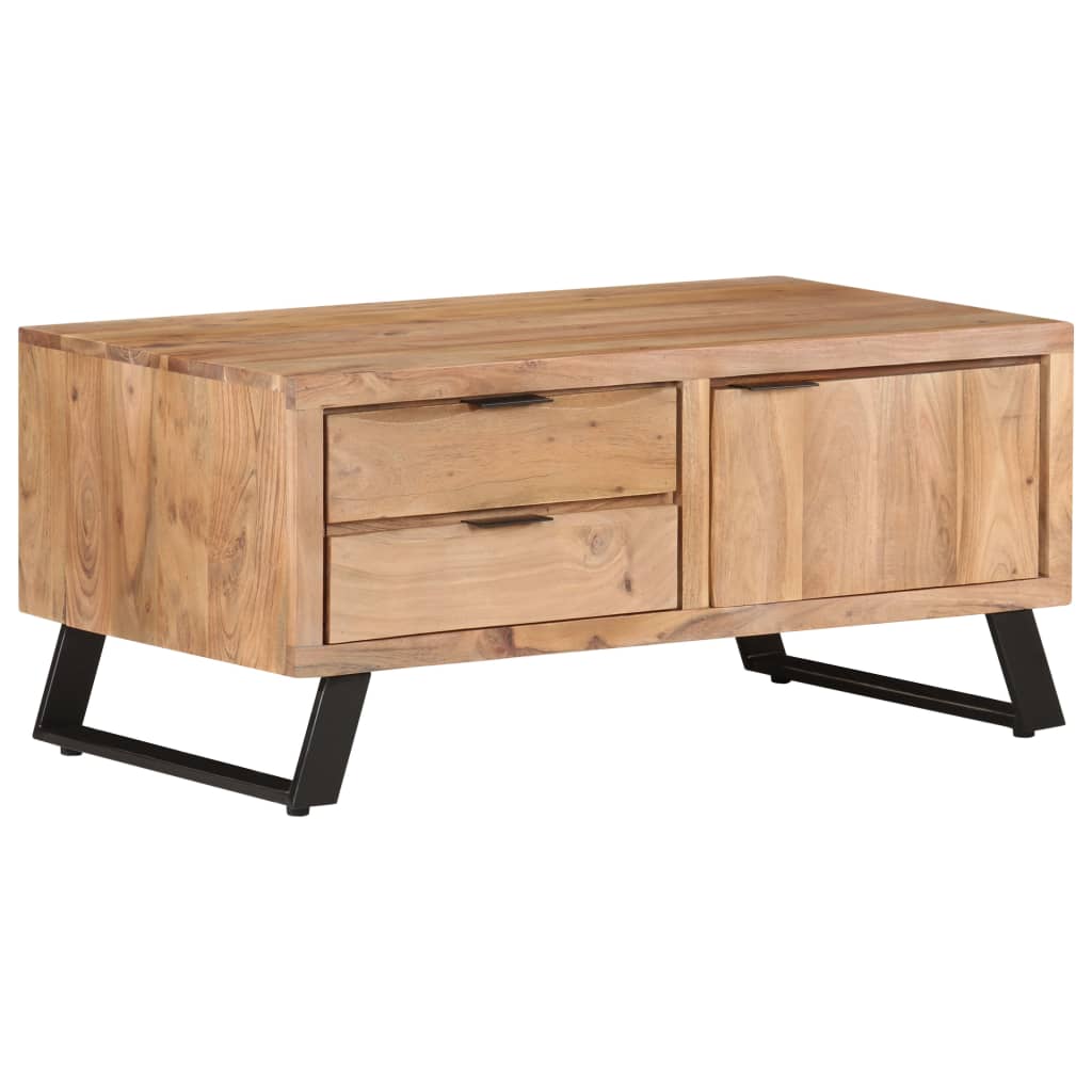 Couchtisch 90x50x40 cm Massivholz Akazie mit Naturkanten