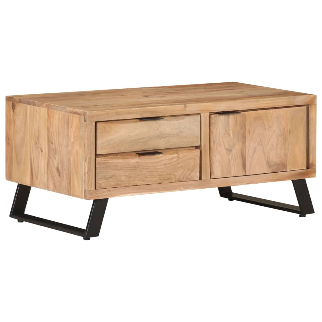 Couchtisch 90x50x40 cm Massivholz Akazie mit Naturkanten