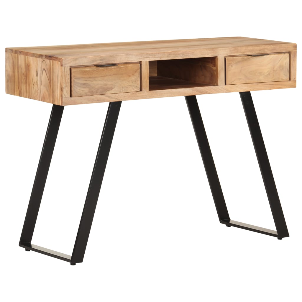 Schreibtisch 110x50x75 cm Massivholz Akazie mit Naturkanten