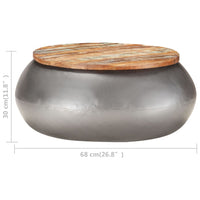 Thumbnail for Couchtisch Grau 68x68x30 cm Recyceltes Massivholz