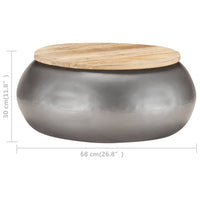 Thumbnail for Couchtisch Grau 68x68x30 cm Massivholz Mango