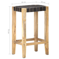 Thumbnail for Barhocker 2 Stk. Schwarz Echtleder 75 cm