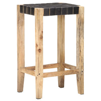 Thumbnail for Barhocker 2 Stk. Schwarz Echtleder 75 cm