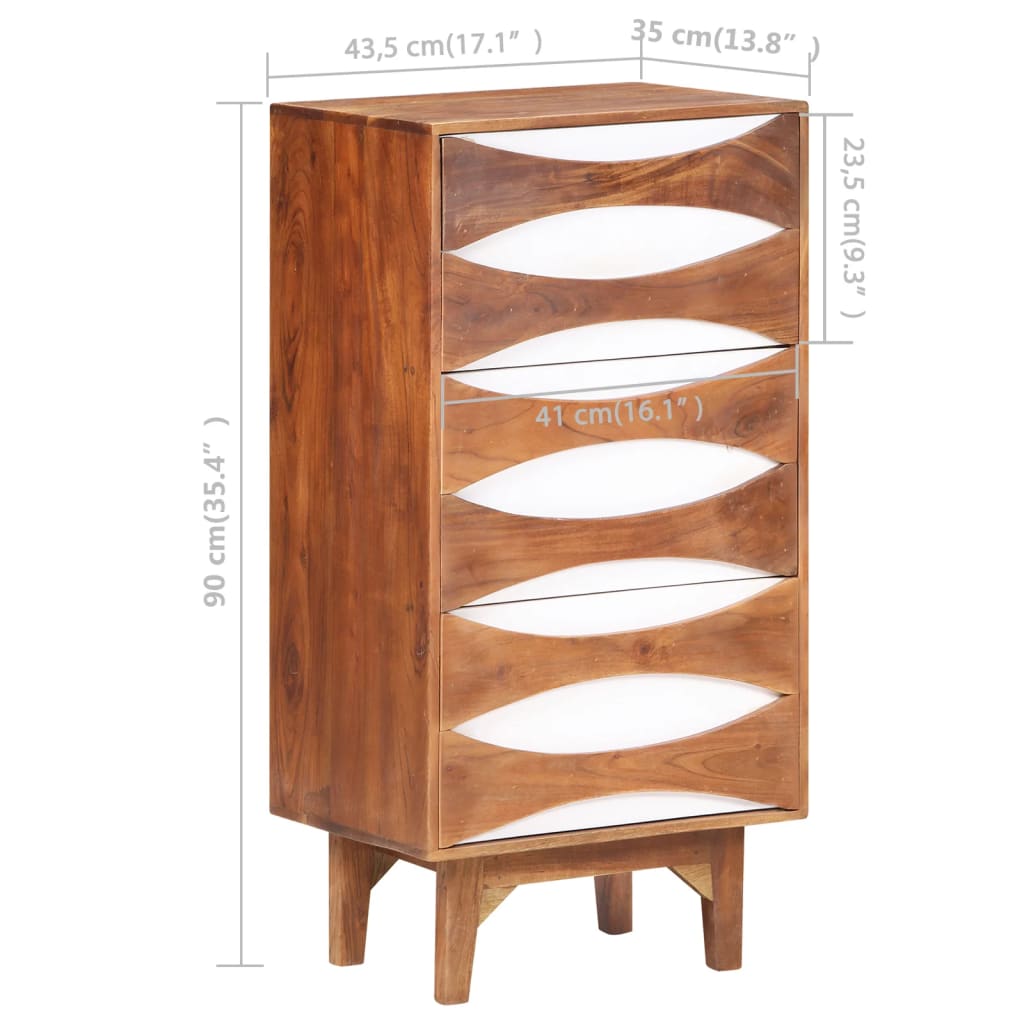 Kommode 43,5x35x90 cm Massivholz Akazie