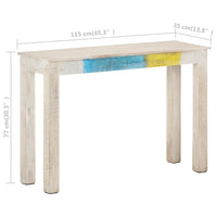 Thumbnail for Konsolentisch Weiß 115x35x77 cm Raues Mangoholz