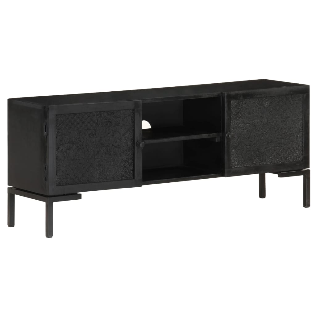 TV-Schrank Schwarz 115x30x46 cm Massivholz Mango