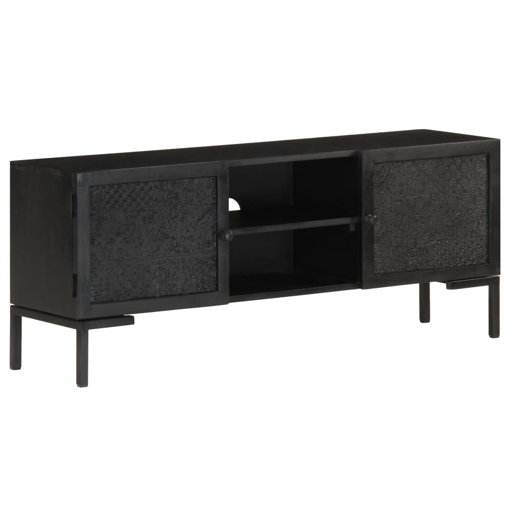 TV-Schrank Schwarz 115x30x46 cm Massivholz Mango