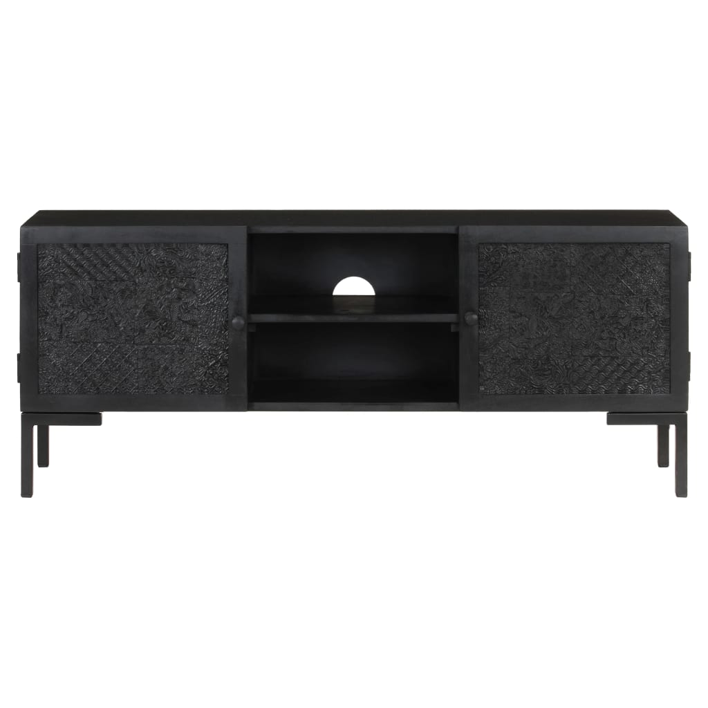 TV-Schrank Schwarz 115x30x46 cm Massivholz Mango