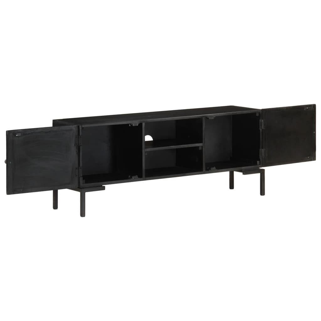 TV-Schrank Schwarz 115x30x46 cm Massivholz Mango