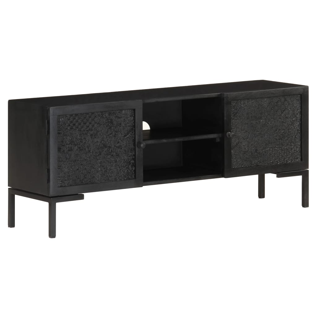 TV-Schrank Schwarz 115x30x46 cm Massivholz Mango