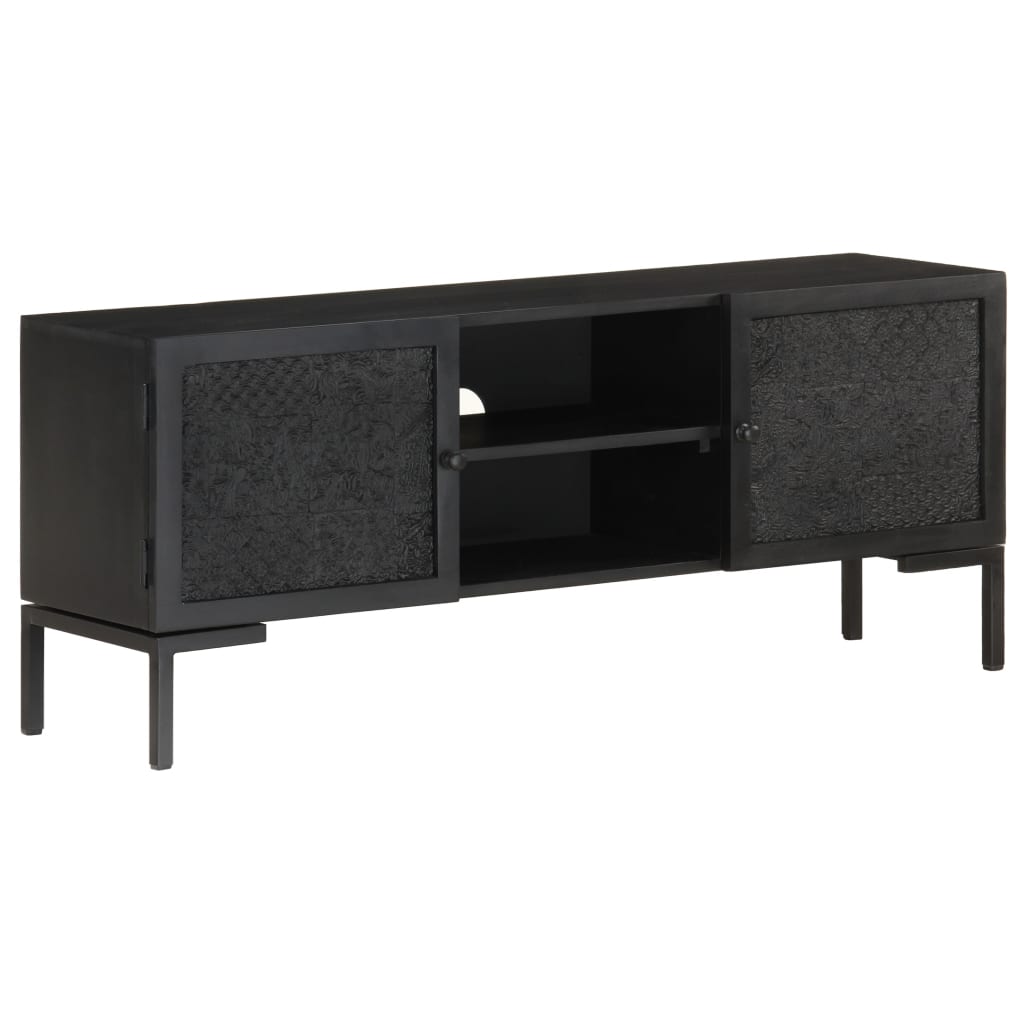 TV-Schrank Schwarz 115x30x46 cm Massivholz Mango