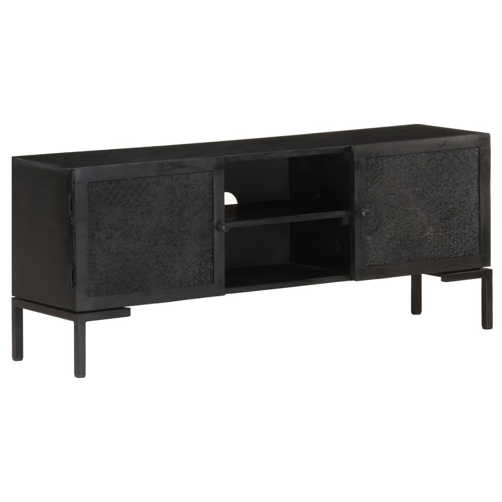 TV-Schrank Schwarz 115x30x46 cm Massivholz Mango