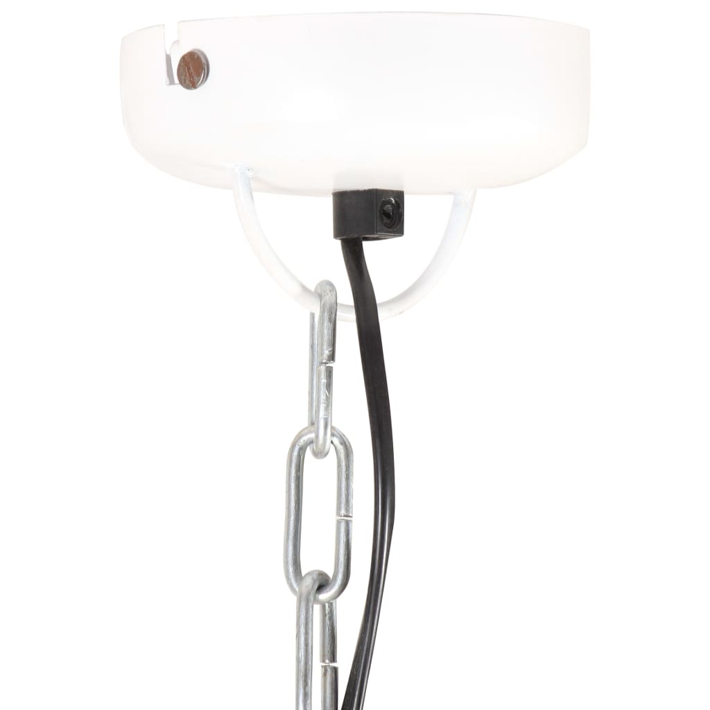 Hängelampe Industrie-Stil Weiß Eisen & Massivholz 23 cm E27