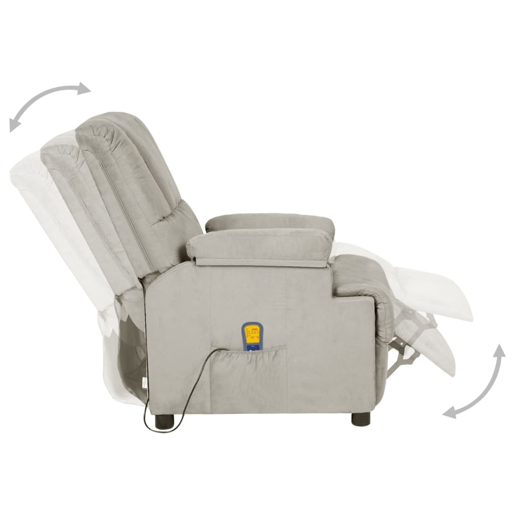 Massagesessel Hellgrau Wildleder-Optik