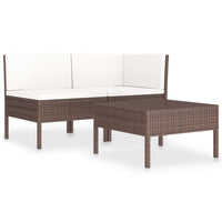 Thumbnail for 3-tlg. Garten-Lounge-Set mit Auflagen Poly Rattan Braun