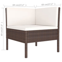 Thumbnail for 3-tlg. Garten-Lounge-Set mit Auflagen Poly Rattan Braun