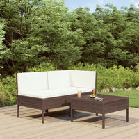 Thumbnail for 3-tlg. Garten-Lounge-Set mit Auflagen Poly Rattan Braun