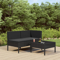 Thumbnail for 3-tlg. Garten-Lounge-Set mit Auflagen Poly Rattan Schwarz