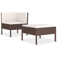 Thumbnail for 2-tlg. Garten-Lounge-Set mit Auflagen Poly Rattan Braun