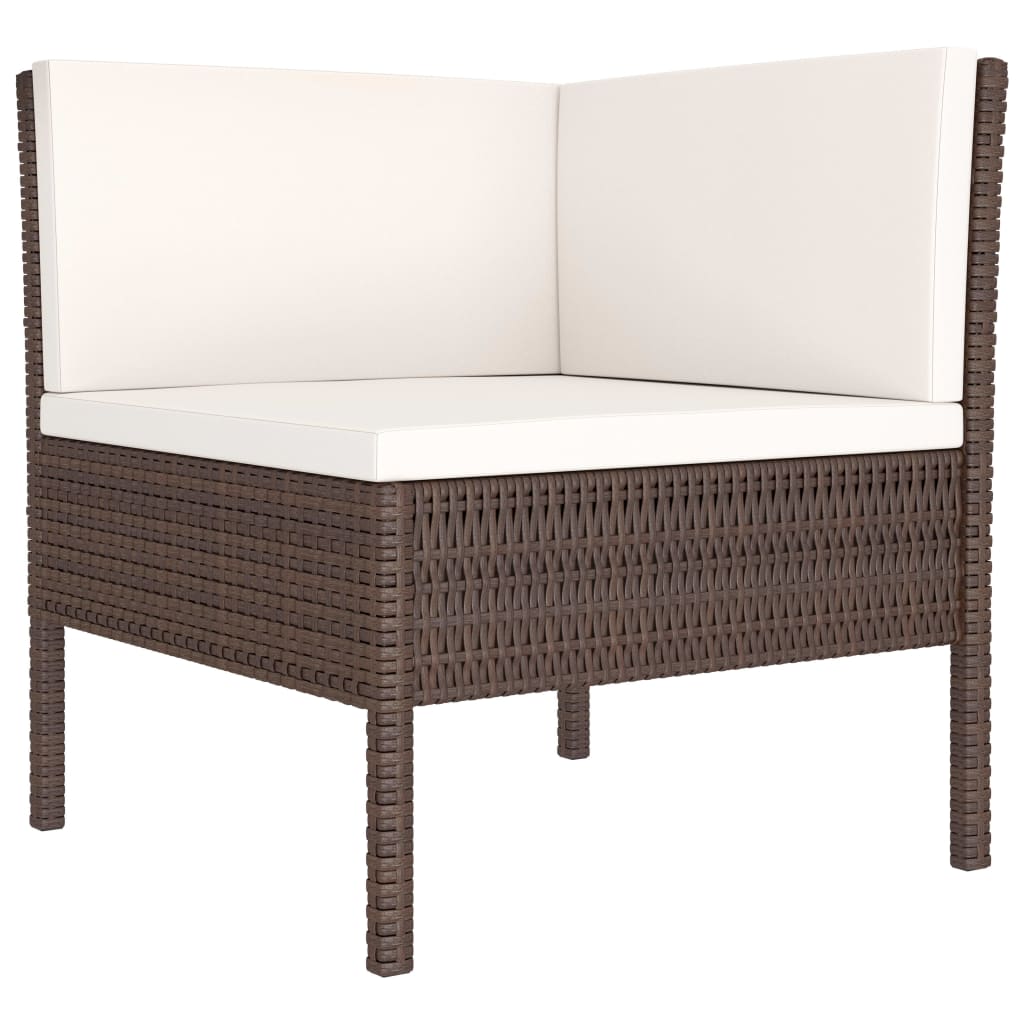 2-tlg. Garten-Lounge-Set mit Auflagen Poly Rattan Braun