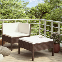 Thumbnail for 2-tlg. Garten-Lounge-Set mit Auflagen Poly Rattan Braun