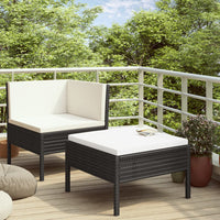 Thumbnail for 2-tlg. Garten-Lounge-Set mit Auflagen Poly Rattan Schwarz