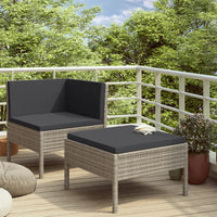 Thumbnail for 2-tlg. Garten-Lounge-Set mit Auflagen Poly Rattan Grau