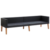 Thumbnail for 3-Sitzer-Gartensofa mit Auflagen Poly Rattan Schwarz