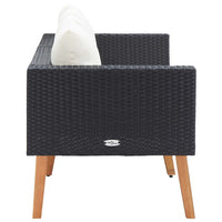 Thumbnail for 2-Sitzer-Gartensofa mit Auflagen Poly Rattan Schwarz