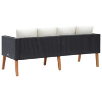 Thumbnail for 2-Sitzer-Gartensofa mit Auflagen Poly Rattan Schwarz