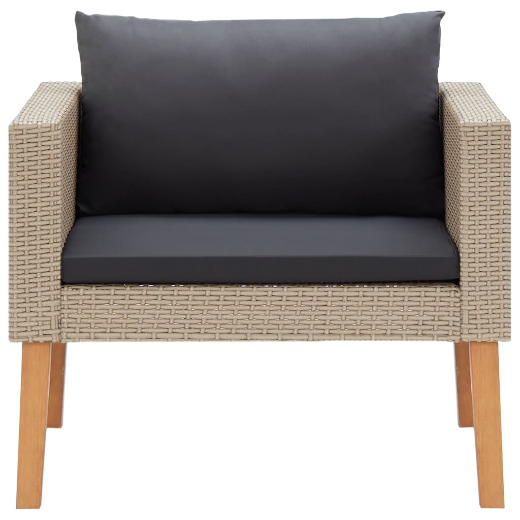 1-Sitzer-Gartensofa mit Auflagen Poly Rattan Beige