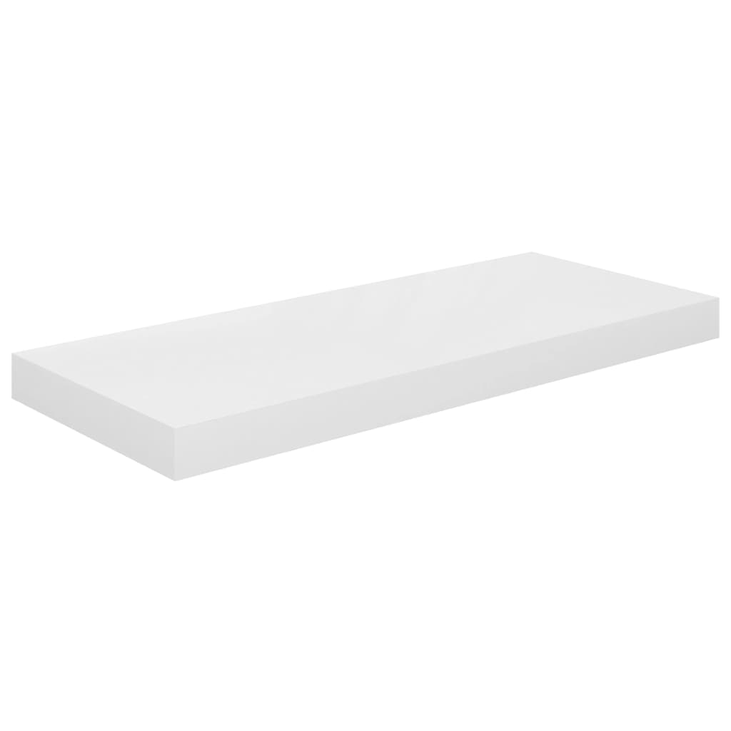 Schwebende Wandregale 2 Stk. Hochglanz-Weiß 60x23,5x3,8cm MDF