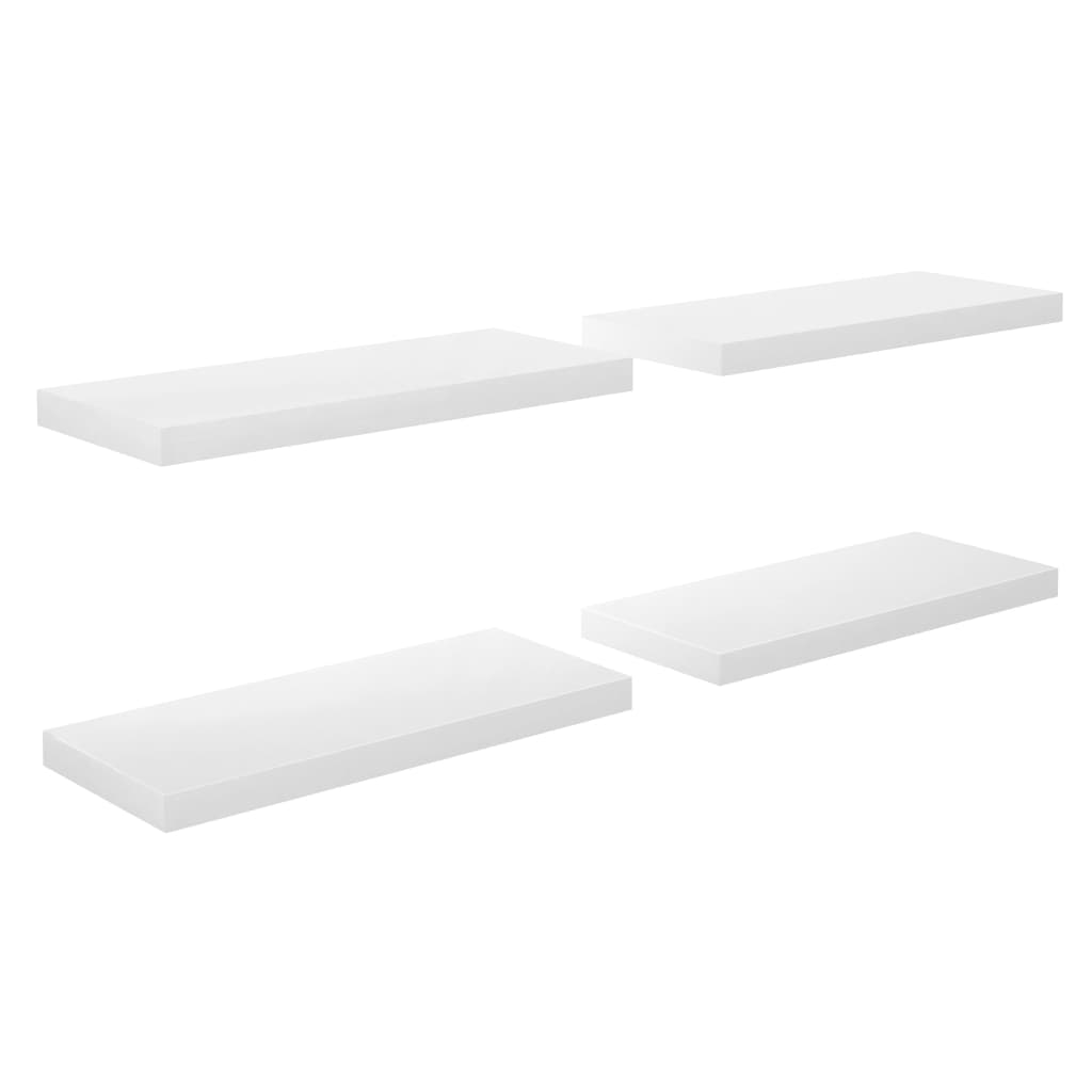 Schwebende Wandregale 4 Stk. Hochglanz-Weiß 60x23,5x3,8cm MDF