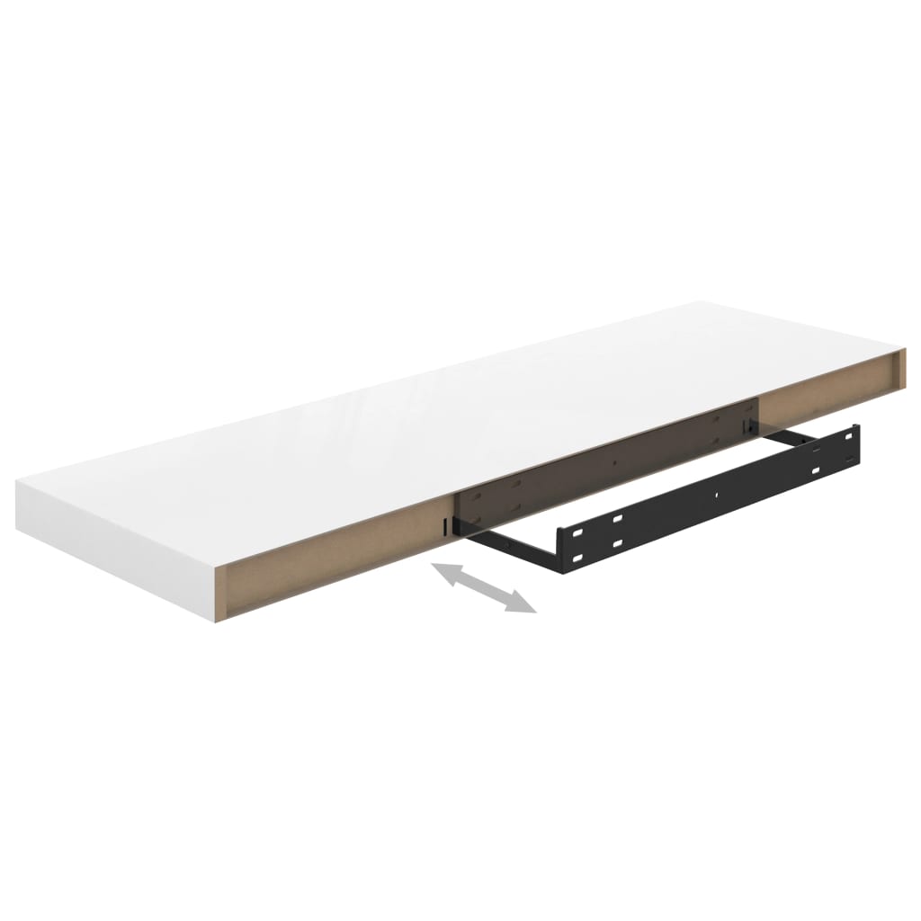 323751 vidaXL Floating Wall Shelf High Gloss White 80x23,5x3,8 cm MDF