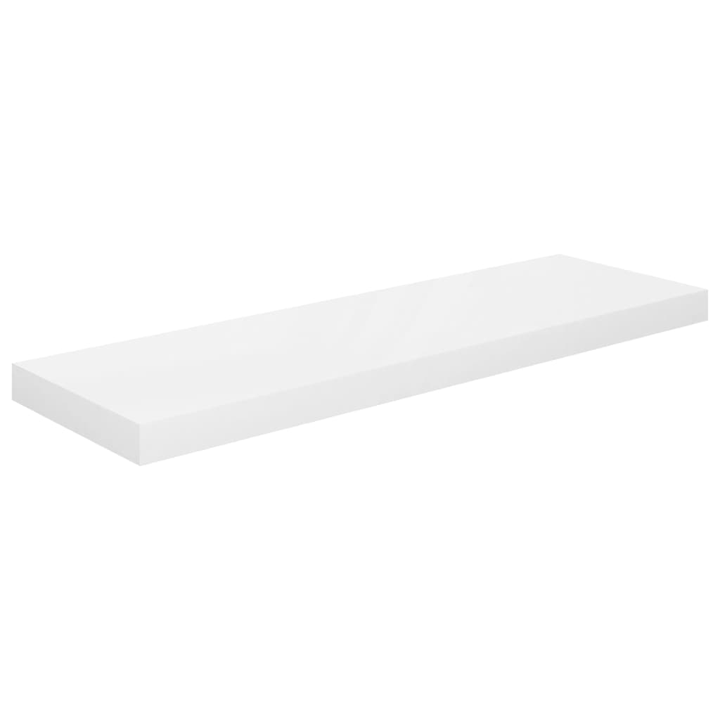 Schwebende Wandregale 2 Stk. Hochglanz-Weiß 80x23,5x3,8cm MDF