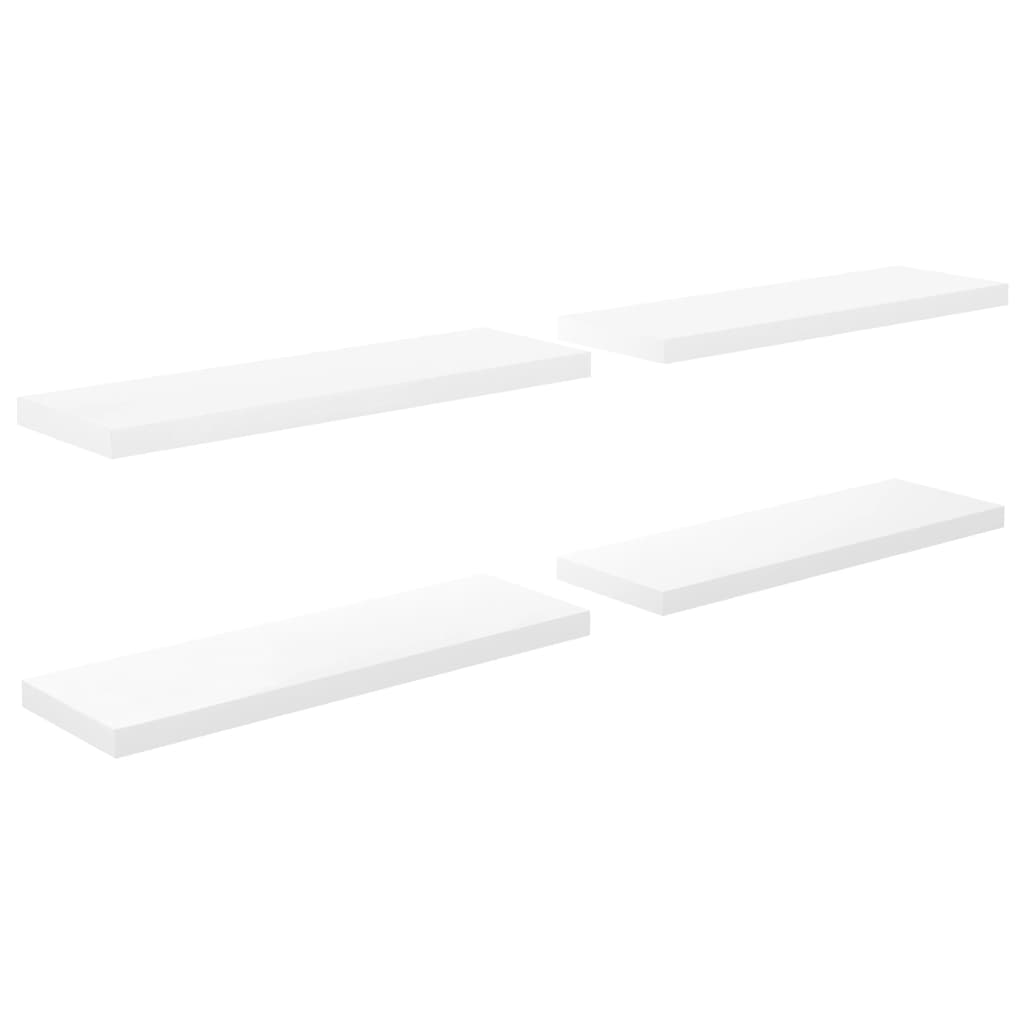 Schwebende Wandregale 4 Stk. Hochglanz-Weiß 80x23,5x3,8cm MDF