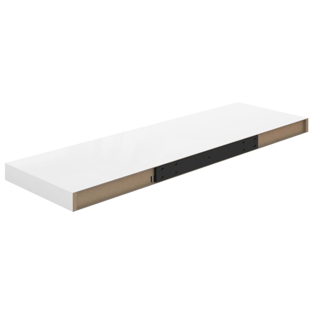 Schwebende Wandregale 4 Stk. Hochglanz-Weiß 80x23,5x3,8cm MDF