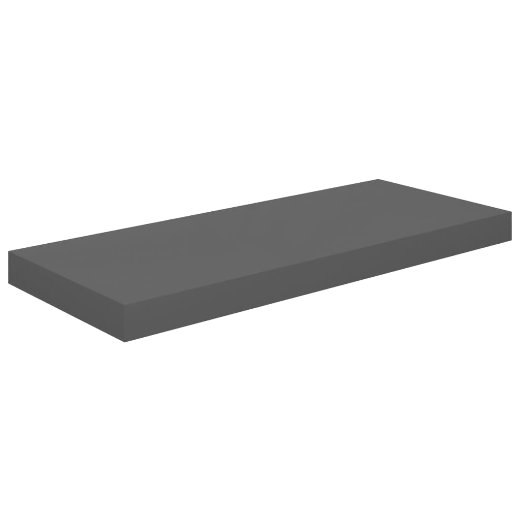 Schwebende Wandregale 2 Stk. Hochglanz-Grau 60x23,5x3,8cm MDF