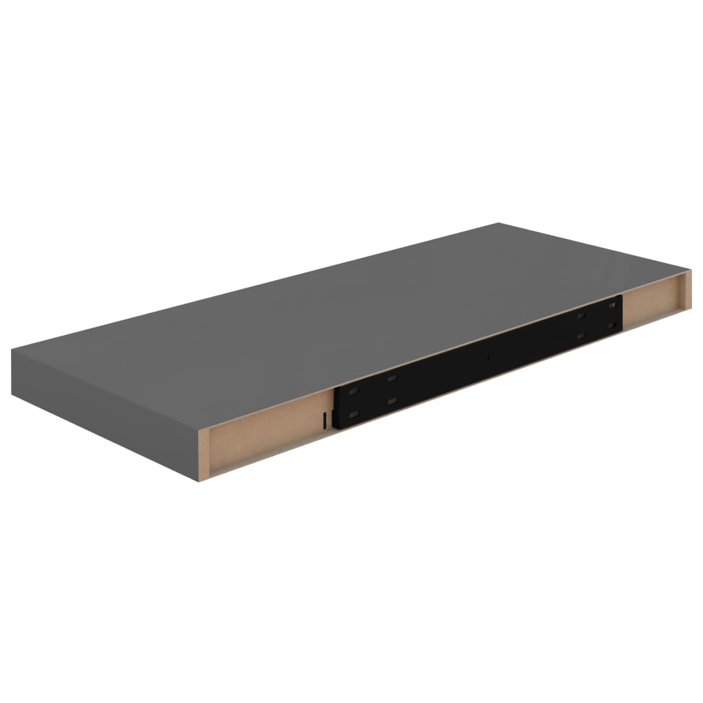 Schwebende Wandregale 2 Stk. Hochglanz-Grau 60x23,5x3,8cm MDF