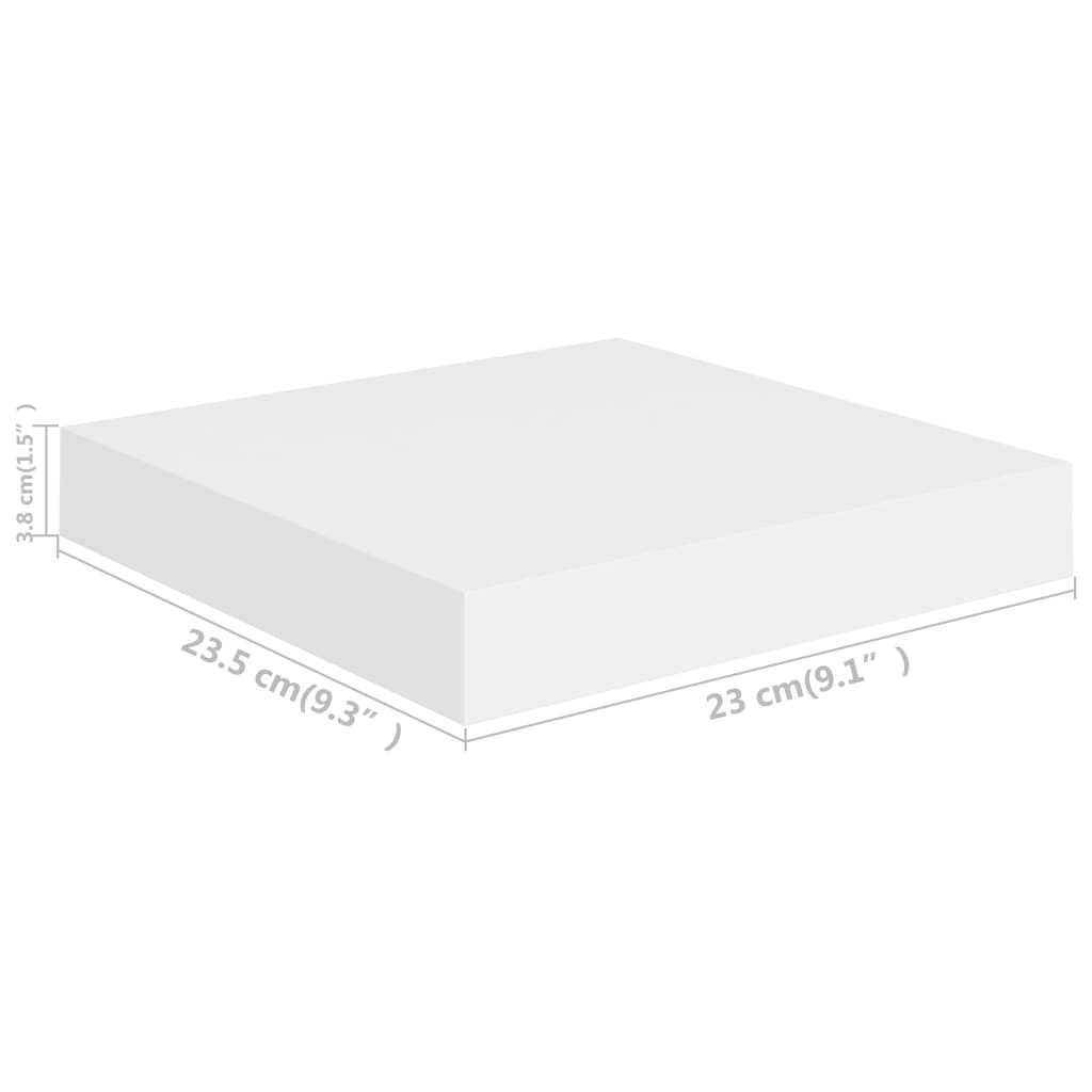 Schwebende Wandregale 2 Stk. Weiß 23x23,5x3,8cm MDF