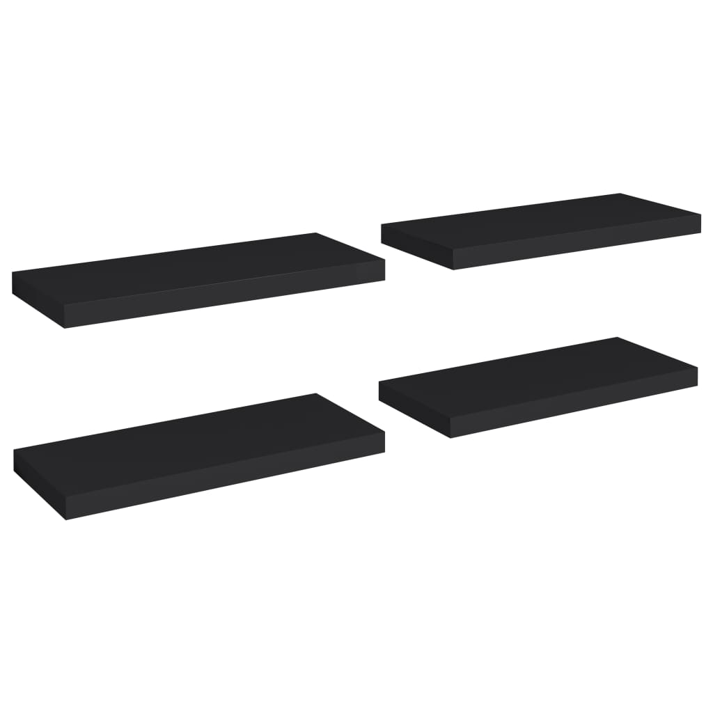 Wandregale Schwebend 4 Stk. Schwarz 60x23,5x3,8cm MDF