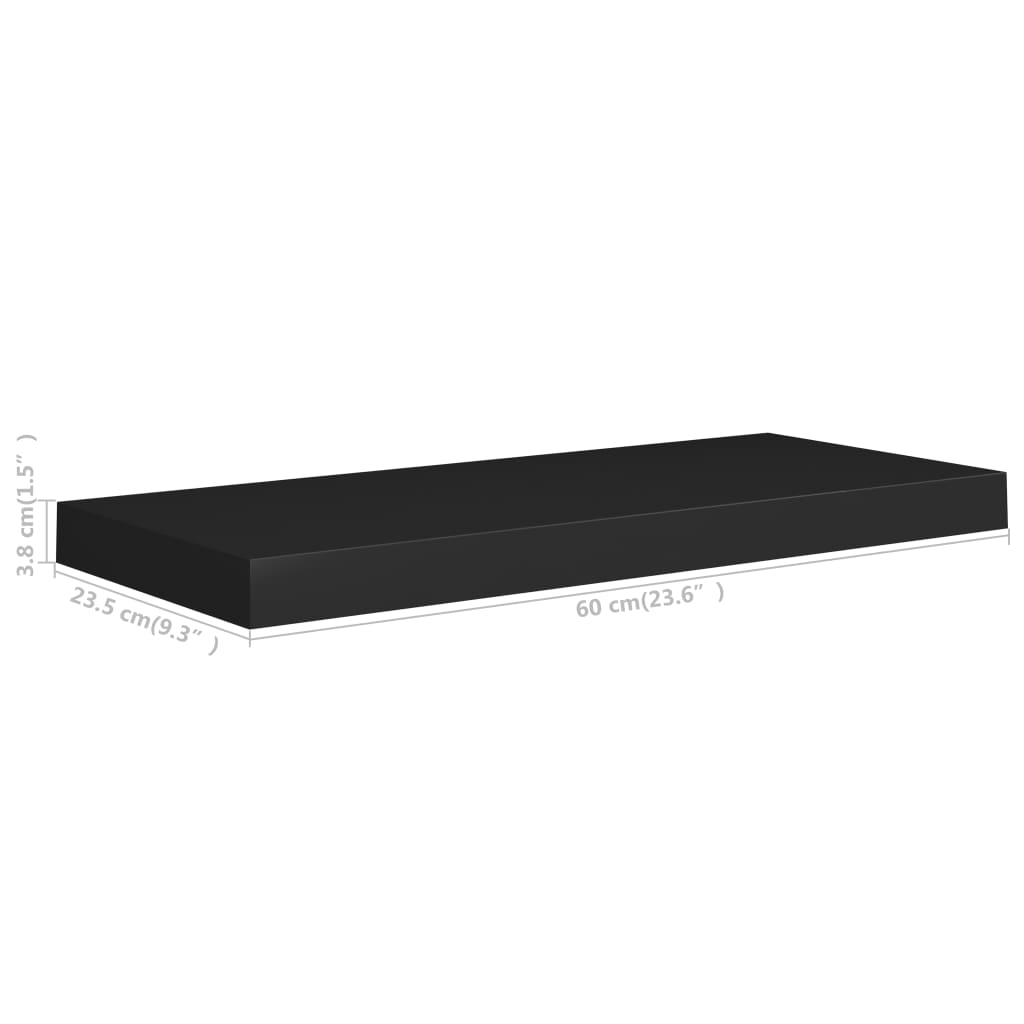 Wandregale Schwebend 4 Stk. Schwarz 60x23,5x3,8cm MDF