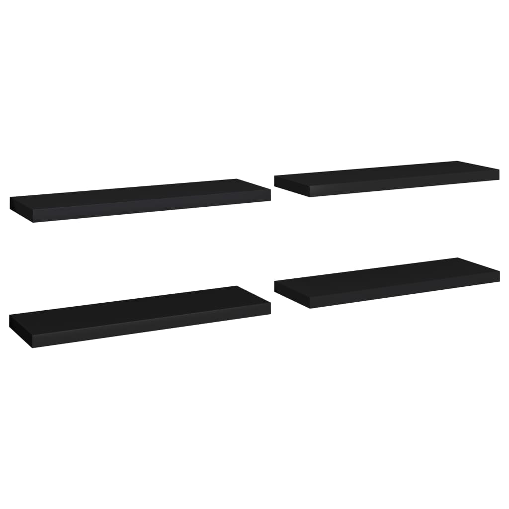 Schweberegale 4 Stk. Schwarz 80x23,5x3,8 cm MDF