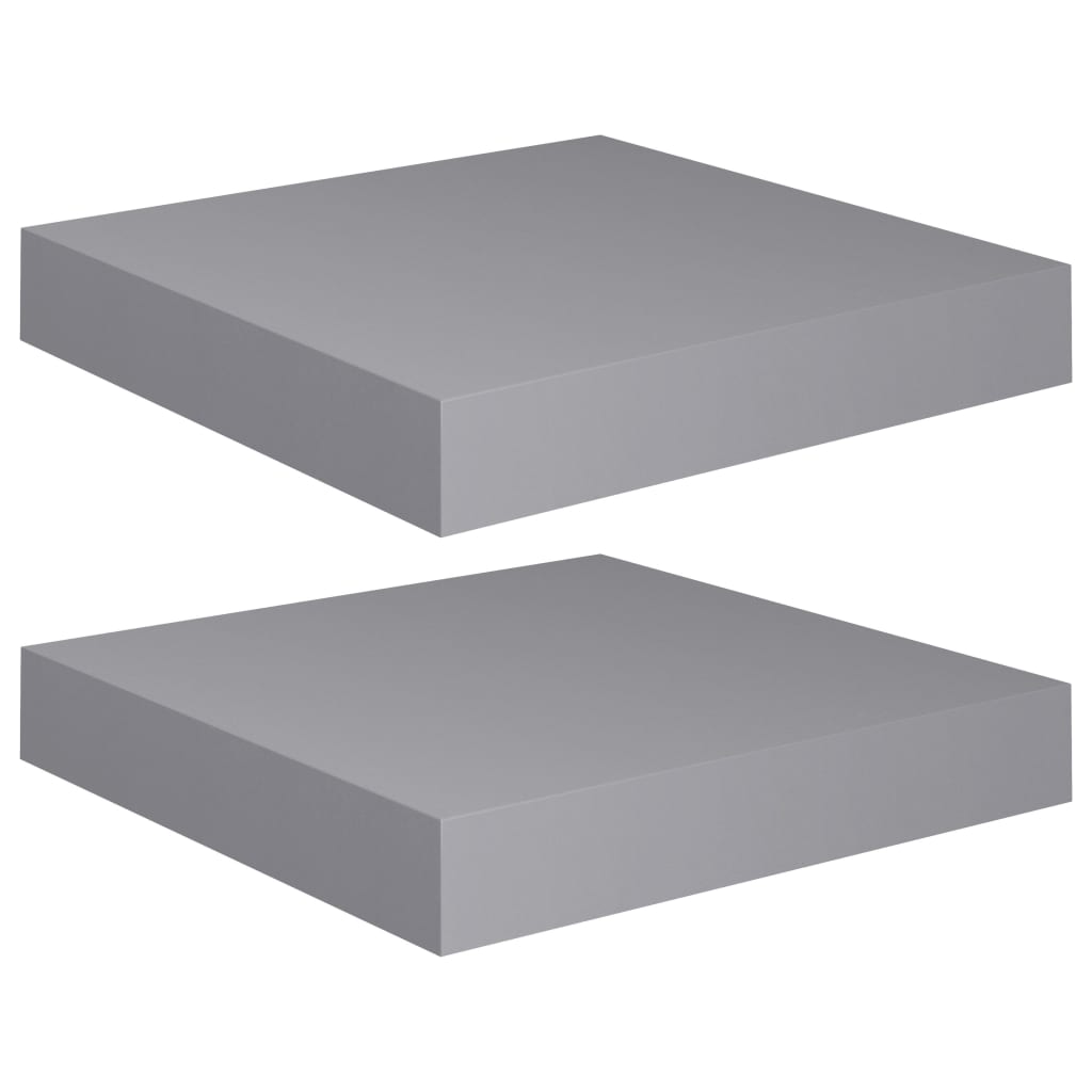 Schwebende Wandregale 2 Stk. Grau 23x23,5x3,8cm MDF