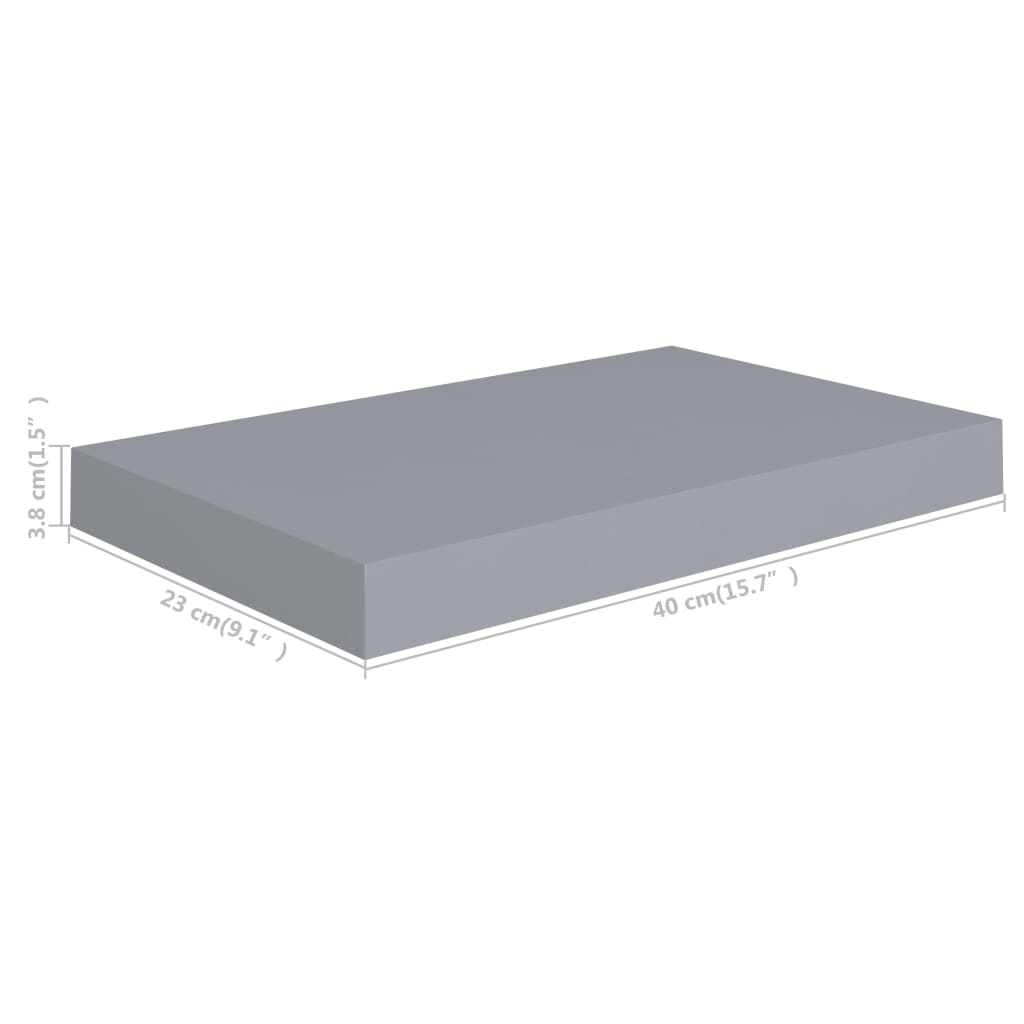 Schwebende Wandregale 4 Stk. Grau 40x23x3,8cm MDF