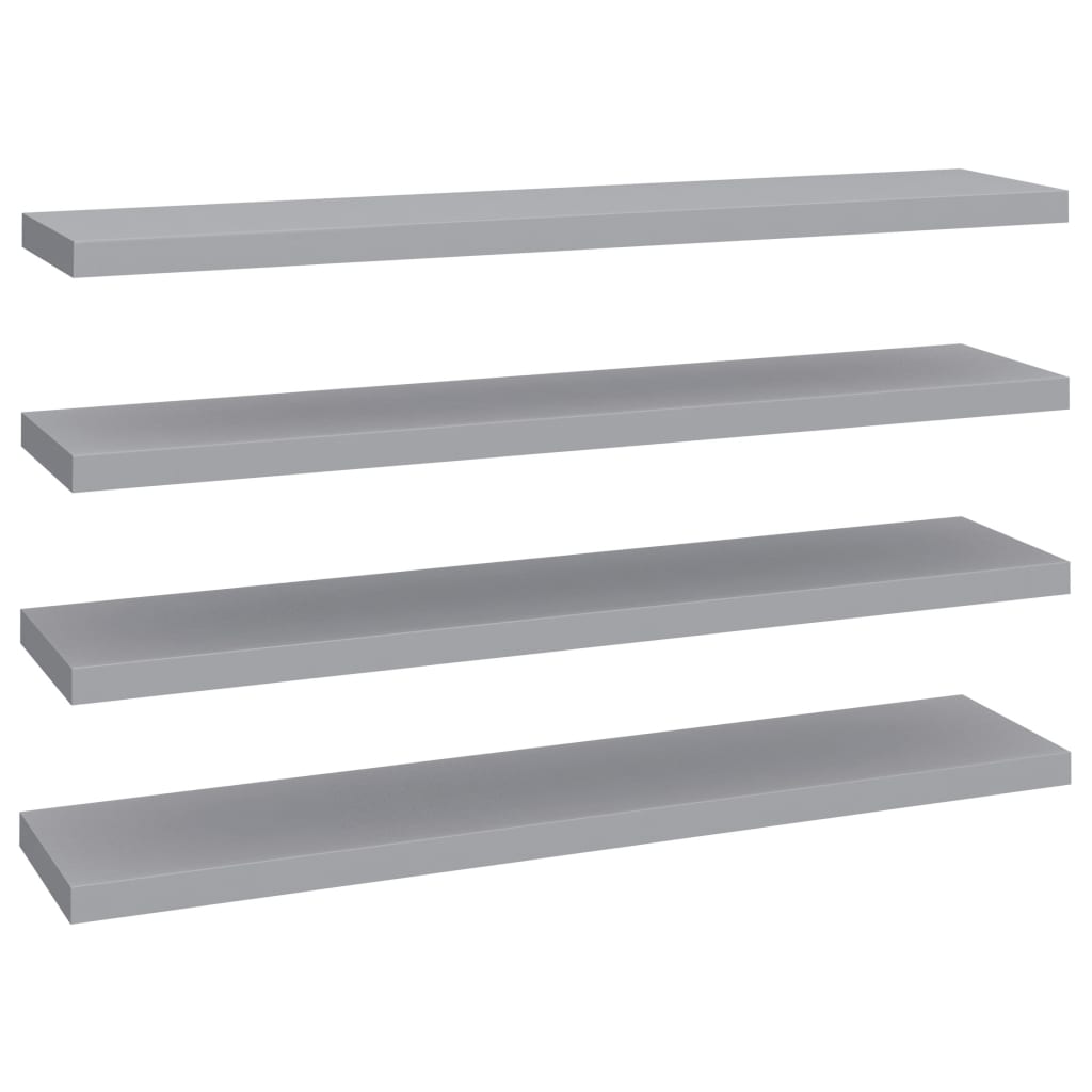 Schwebende Wandregale 4 Stk. Grau 120x23,5x3,8 cm MDF