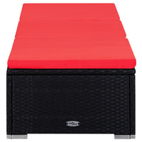 Thumbnail for Sonnenliege mit Auflage und Teetisch Poly Rattan Rot
