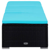 Thumbnail for Sonnenliege mit Auflage und Teetisch Poly Rattan Blau